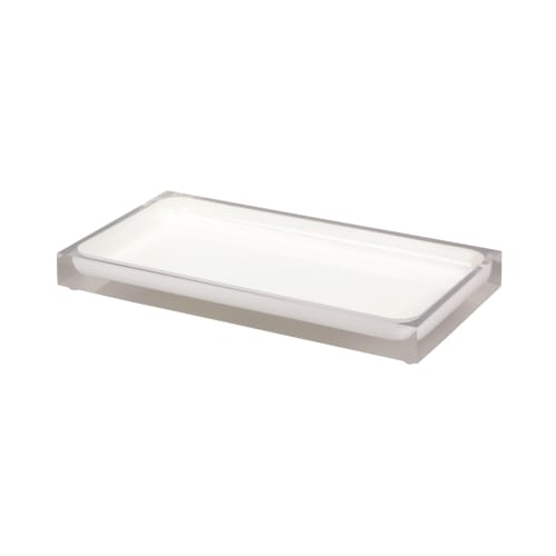 Cubix White Collection, Resin Amenity Tray, Clear/White Accent